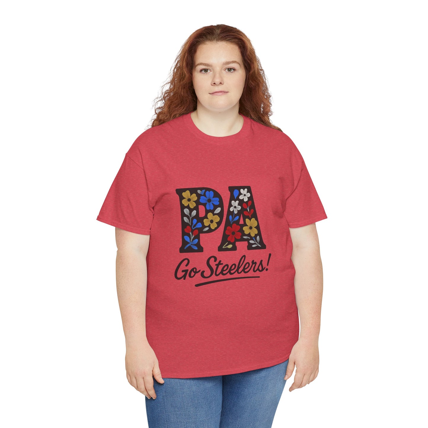 Sports Fan Tee - Floral PA Go Steelers Unisex Heavy Cotton Tee
