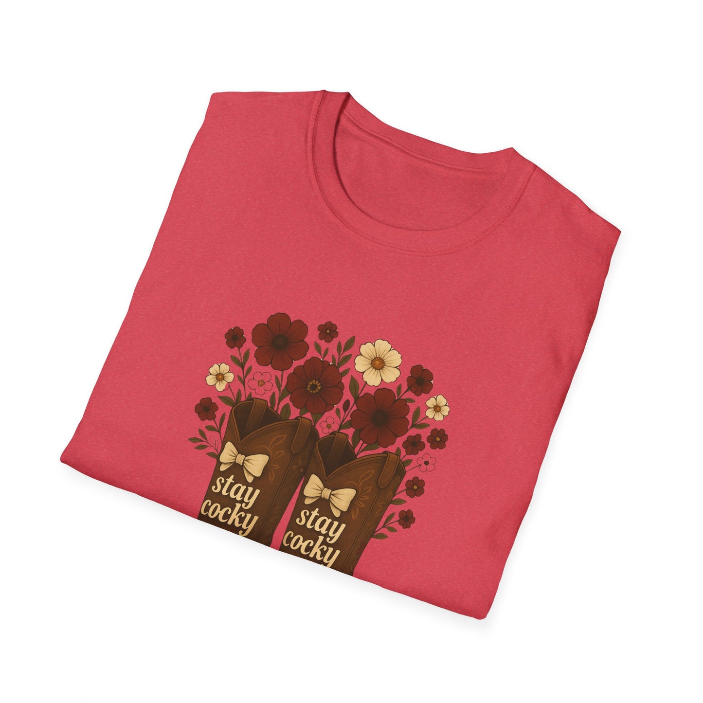 Sc stay cocky coquette t-shirt, Lucky Cowboy Boots T-Shirt, Country Style Tee, Floral Graphic Shirt, Gift for sc fan, go gamecocks, sc game day, graduation gift, college student gift