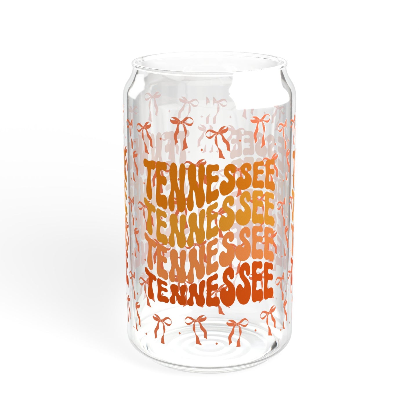 Coquette Bow Tennessee Sipper Glass, Tropical Drinkware, Summer Party Essential, Eco-Friendly Glass Cup, Tn game day, tennessee fan gift, graduation gift