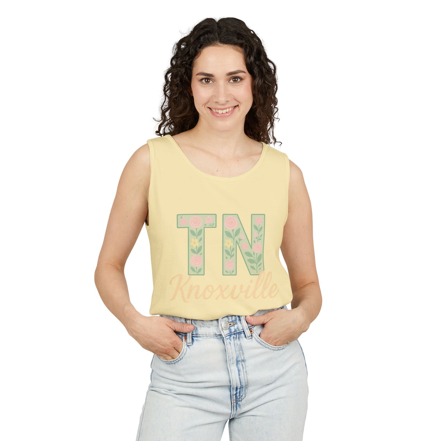 Tennessee Floral Tank Top, Unisex Sleeveless Shirt, Summer Tee, Casual Wear, Gift for Her, Comfort Colors, Graduation Gift, Rocky Top