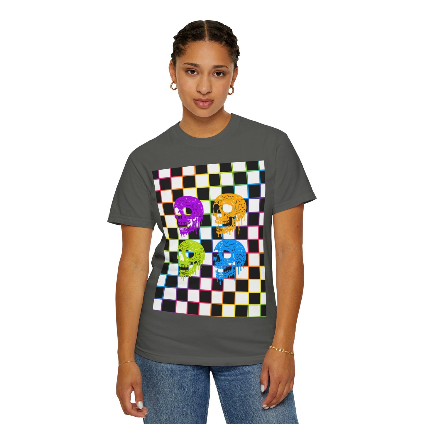 Vibrant Skull Graphic T-Shirt, Unisex Tee, Halloween Outfit, Alternative Fashion, Festival Wear, Casual Street Style