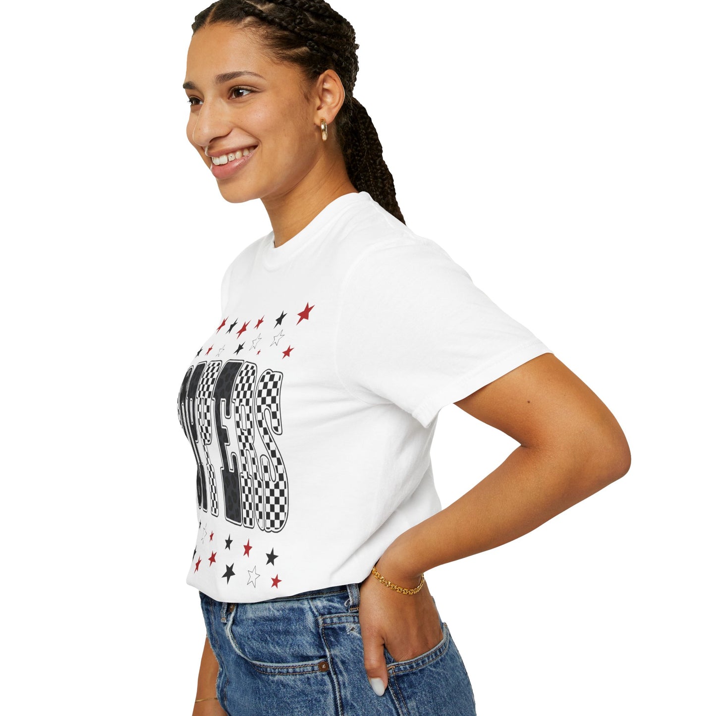 Topper Star and Checker Pattern Graphic Tee