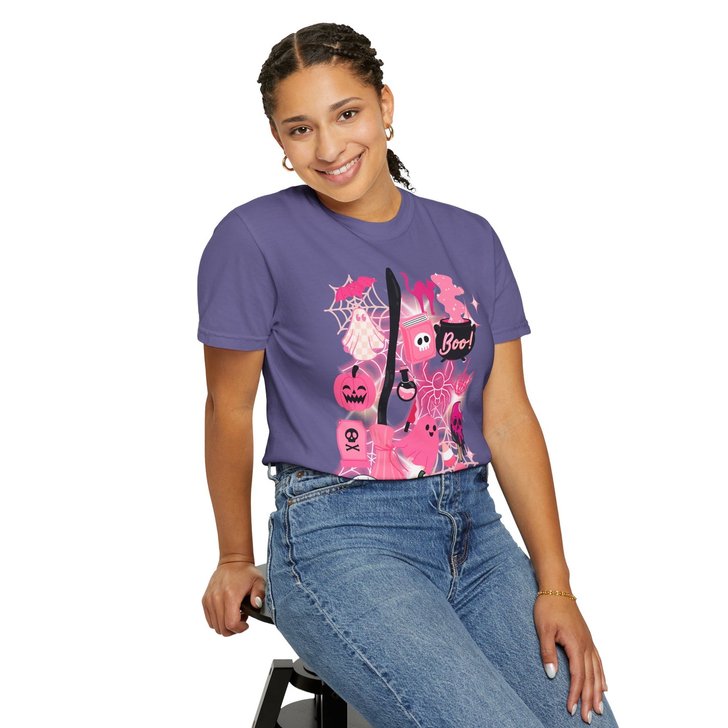 Pink Halloween-Themed Unisex T-shirt, Spooky Shirt, Ghostly Apparel, Boo T-shirt, Fall Fashion, Halloween Costume Top