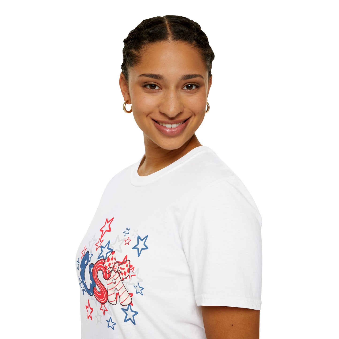 Patriotic Unisex T-Shirt for Independence Day, July 4th Celebration, Star-Patterned Tee, USA Graphic Top, Casual American Apparel