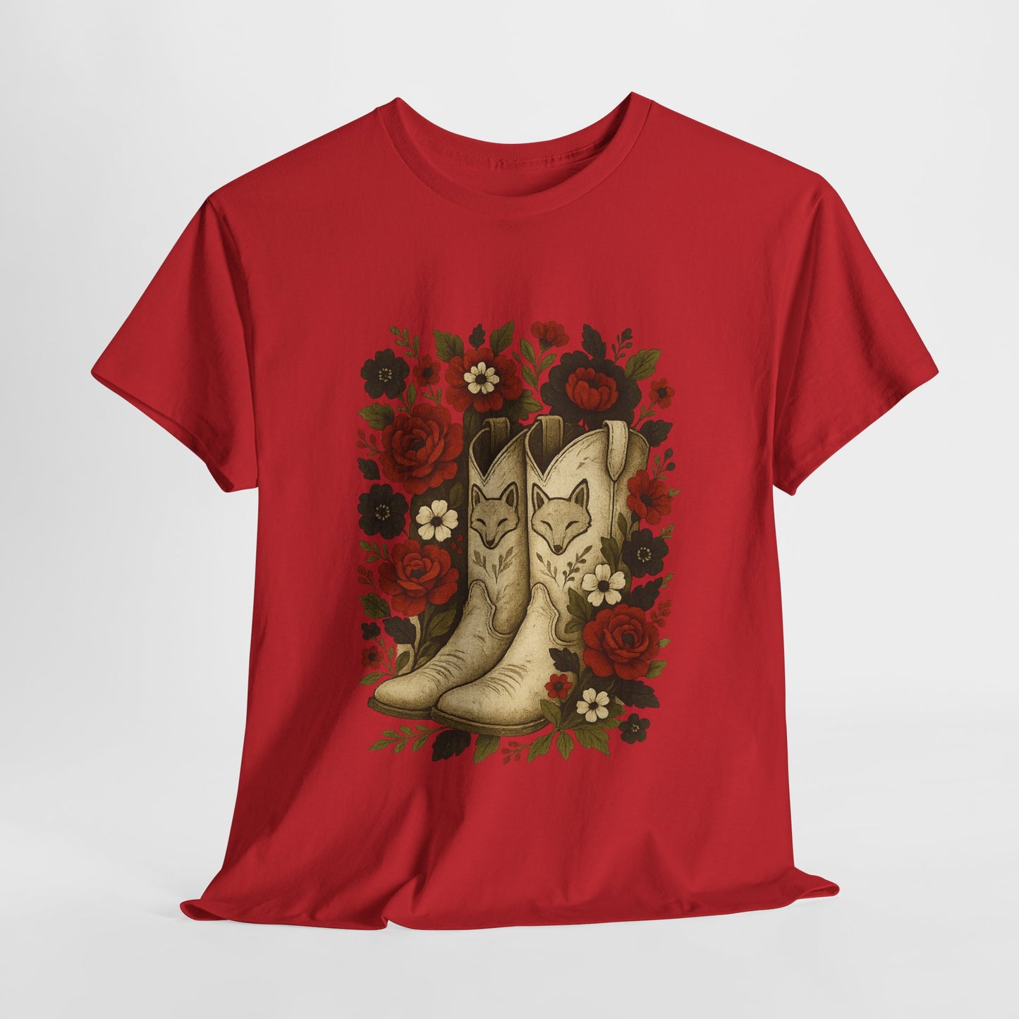 AR State Red Wolves Vintage Floral Cowboy Boots Tee