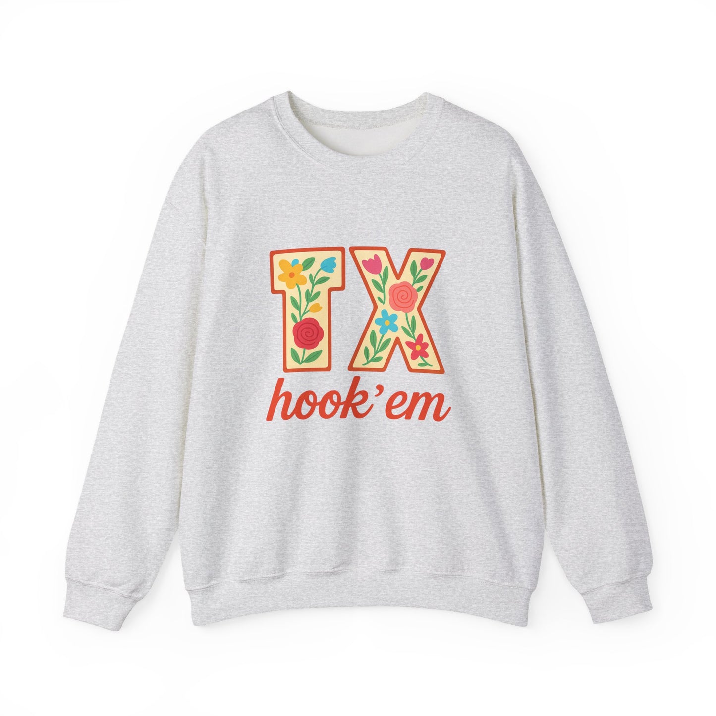 TX Hook'em Unisex Crewneck Sweatshirt | Cozy Texas Pride Apparel, Perfect for Game Day, Casual Outfits, Gifting
