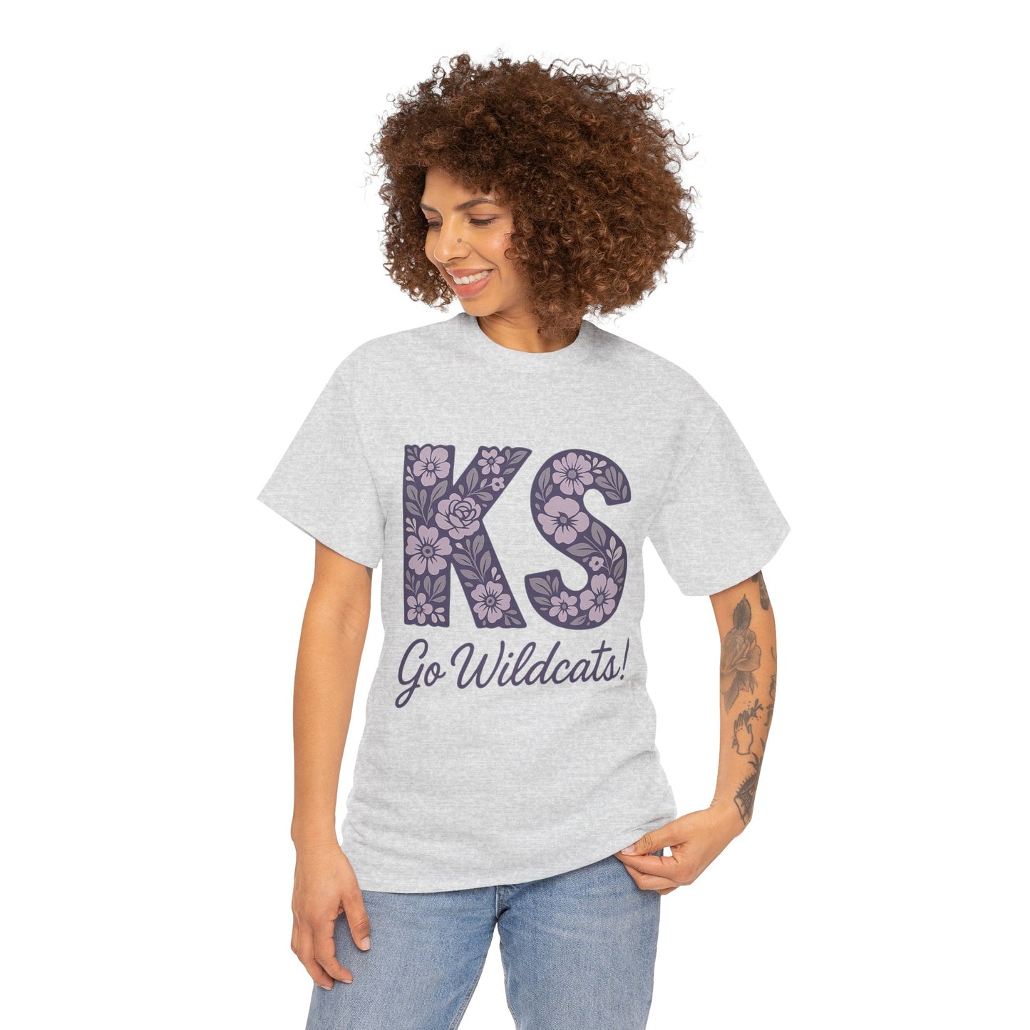 KS Floral Team Spirit Tee: Celebrate Kansas State Wildcats in Style, Perfect for Sports Events, Gifts, & Casual Wear