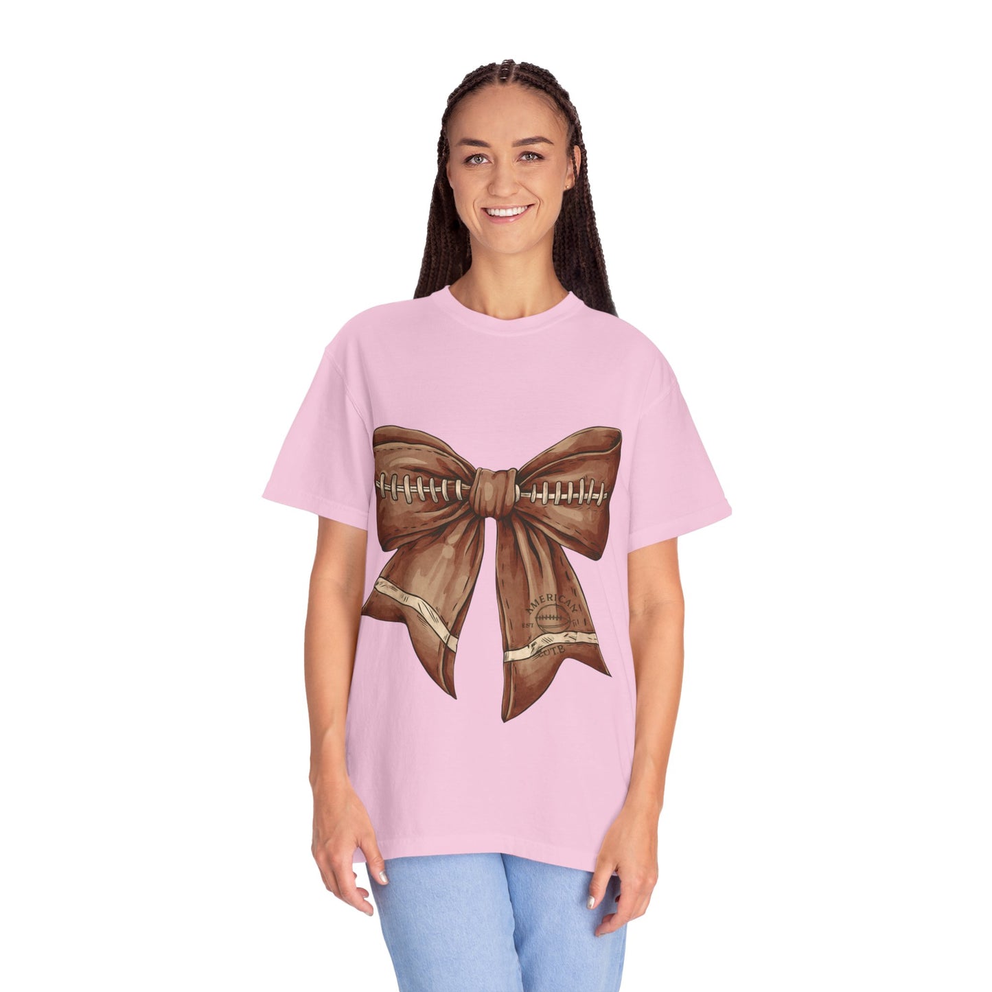 Football Bow T-Shirt: Unisex Casual Wear for Game Day Apparel