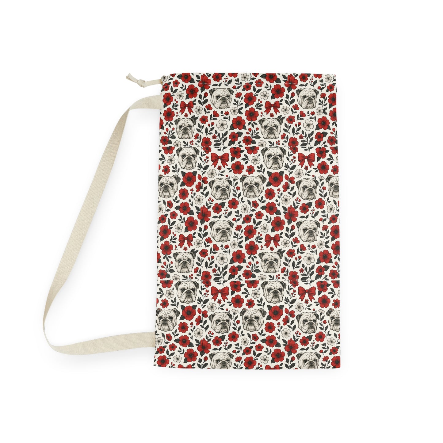 Cute Floral Dog Laundry Bag, Pet Lover Gift, Home Organization, Charms, Stylish Storage, Dog Mom Gift, Red Poppy Design