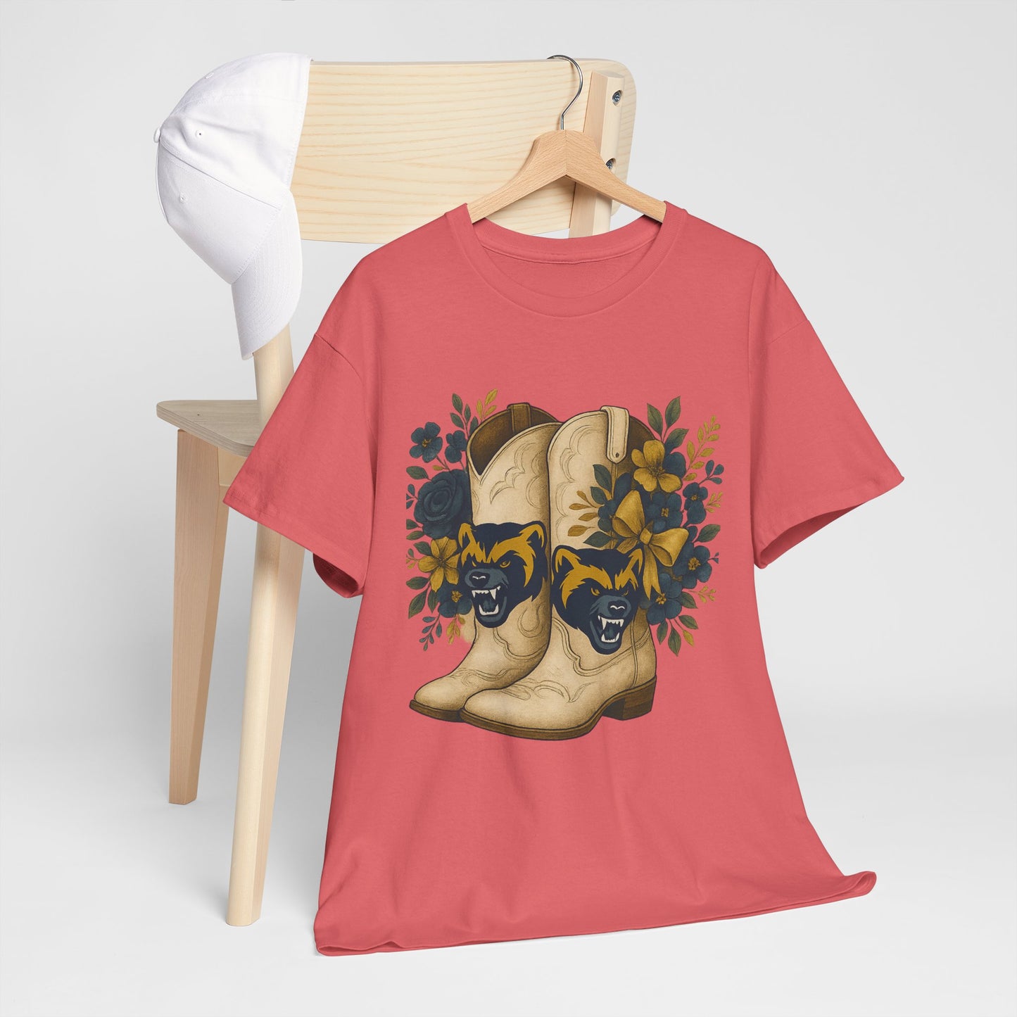 Graphic Tee - Michigan Wolverines Maize and Blue Country Chic Floral Cowboy Boots Vintage Style Shirt