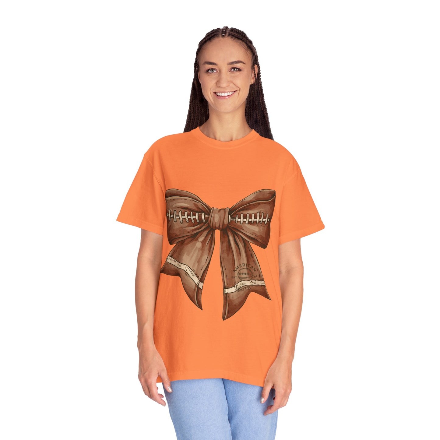 Football Bow T-Shirt: Unisex Casual Wear for Game Day Apparel
