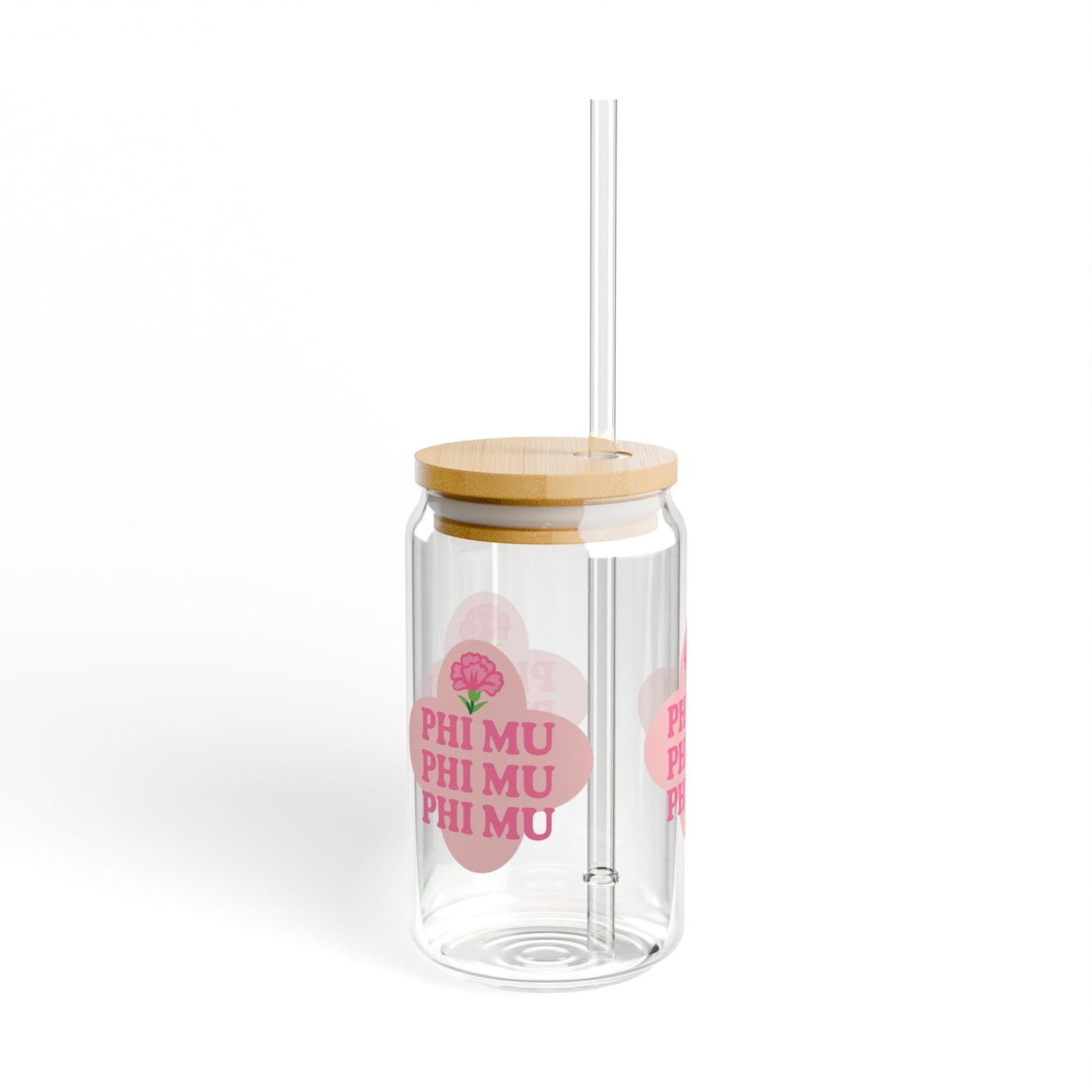 Phi Mu 16oz Sipper Glass | Eco-Friendly Drinkware | Perfect for Sorority Events, Graduations, Gifts, Everyday Use