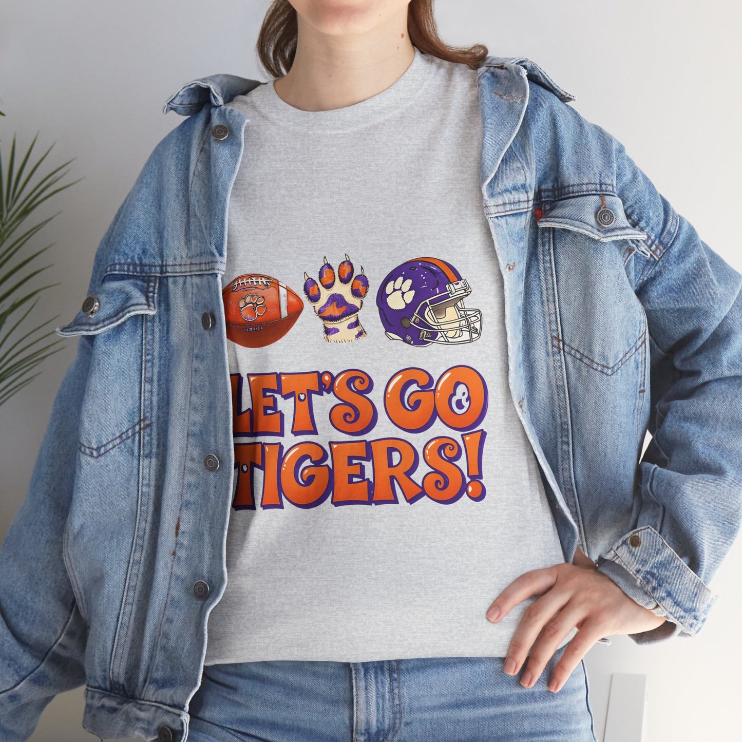 Unisex Heavy Cotton Tee - Let's Go Tigers! Sports Fan Tee, Game Day Shirt, Tailgate Apparel, Team Pride Top, College Football Gear