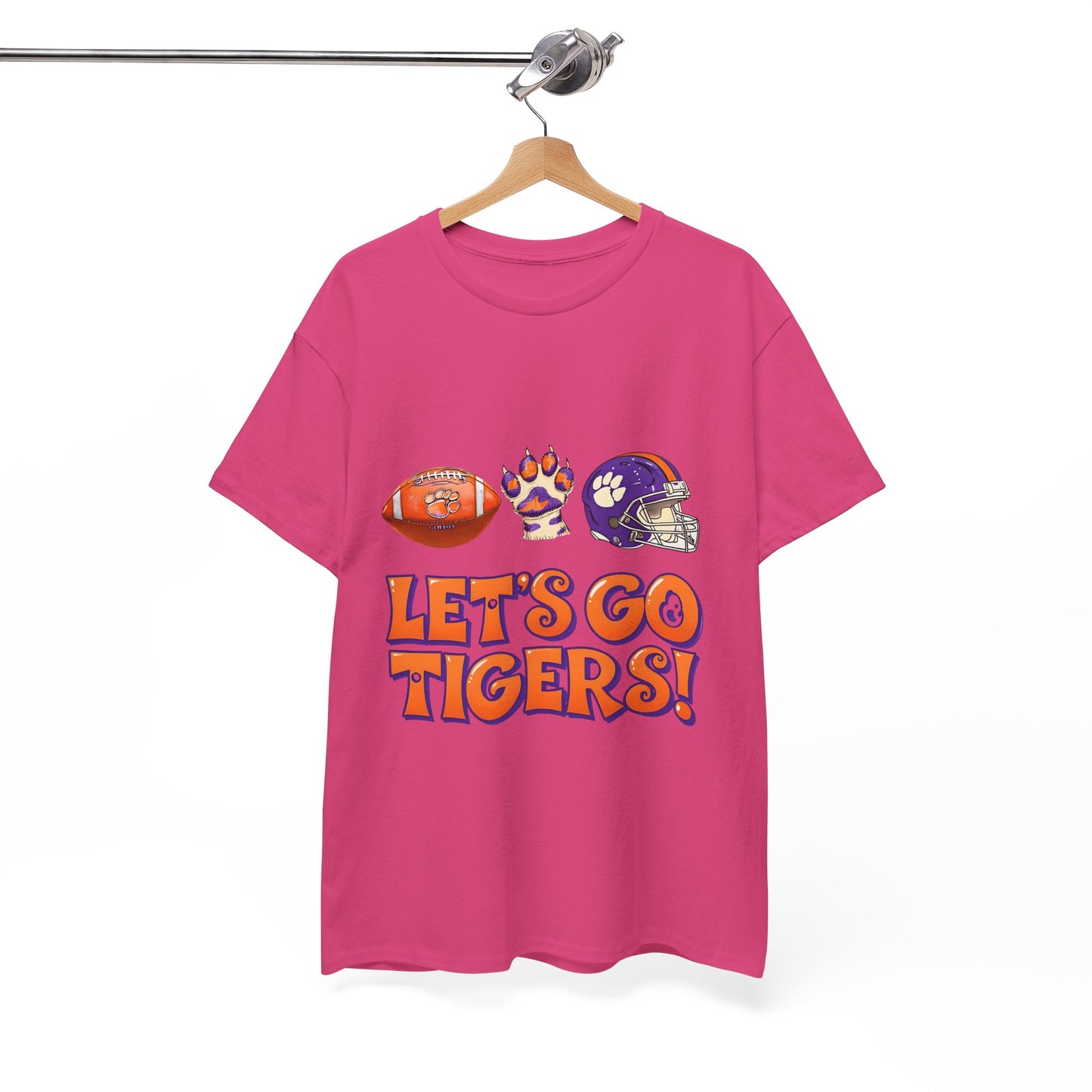 Unisex Heavy Cotton Tee - Let's Go Tigers! Sports Fan Tee, Game Day Shirt, Tailgate Apparel, Team Pride Top, College Football Gear