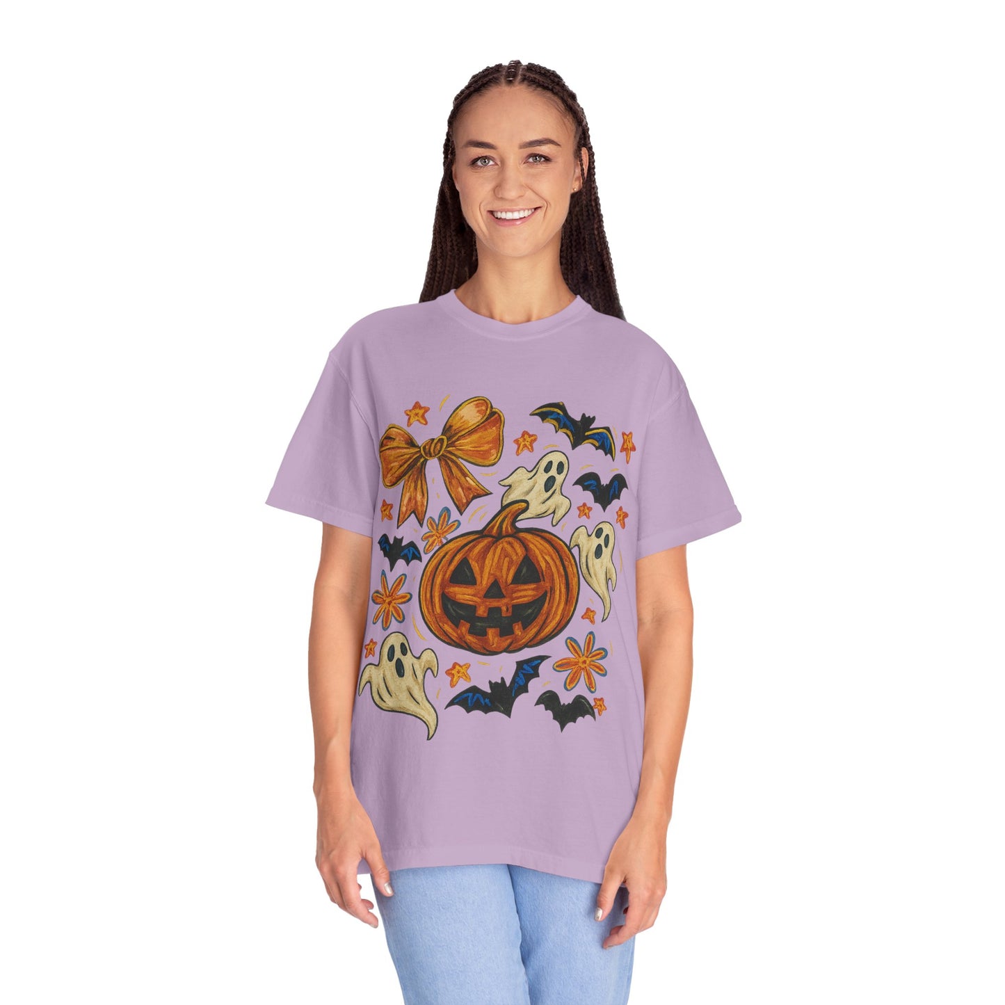 Halloween Ghost & Pumpkin T-shirt, Spooky Season Shirt, Fall Tee, Unisex Halloween Apparel, Ghostly Graphic Tee, Pumpkin Graphic Shirt