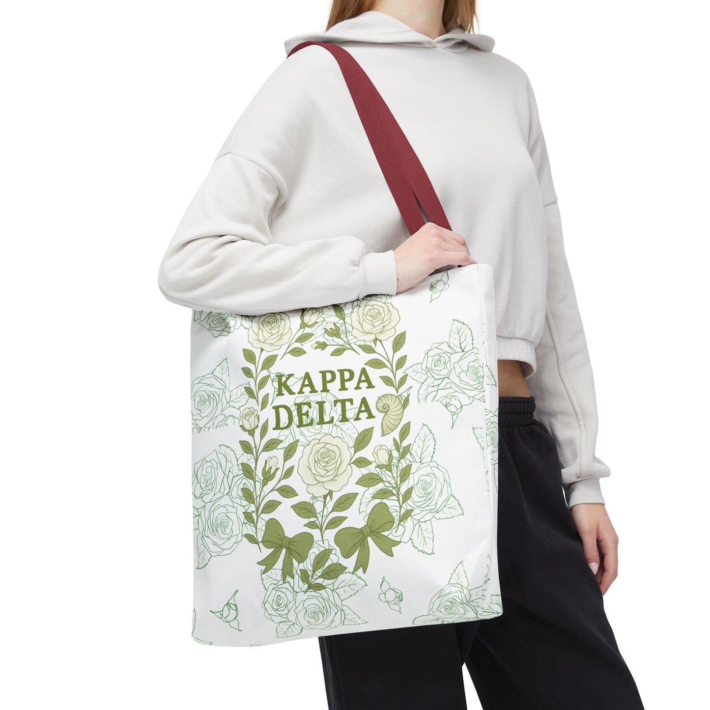 Elegant Kappa Delta Tote Bag, Floral AOP Design, Sorority Bag, Gift for Sisters, Eco-Friendly Shopping Bag