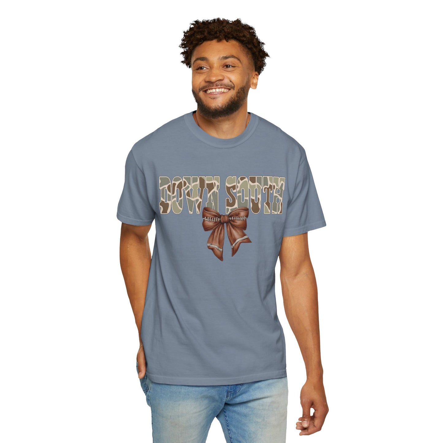Camo Bow Graphic Tee - Trendy Apparel for Casual Outings and Birthdays