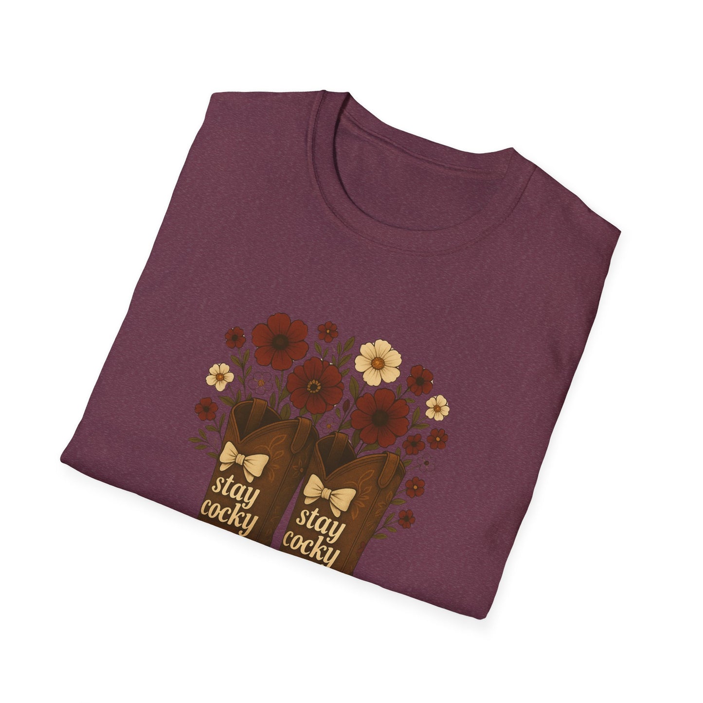 Sc stay cocky coquette t-shirt, Lucky Cowboy Boots T-Shirt, Country Style Tee, Floral Graphic Shirt, Gift for sc fan, go gamecocks, sc game day, graduation gift, college student gift