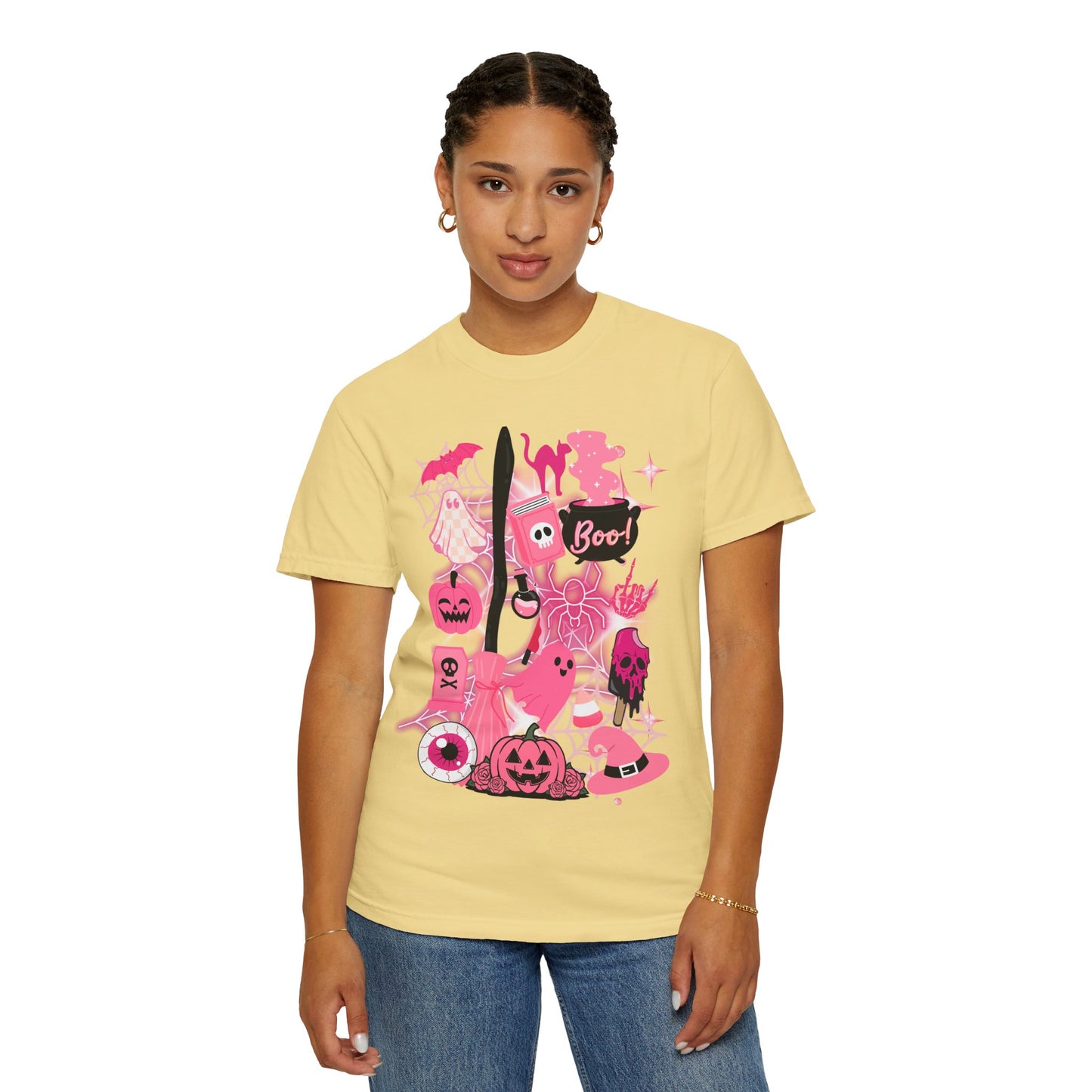 Pink Halloween-Themed Unisex T-shirt, Spooky Shirt, Ghostly Apparel, Boo T-shirt, Fall Fashion, Halloween Costume Top