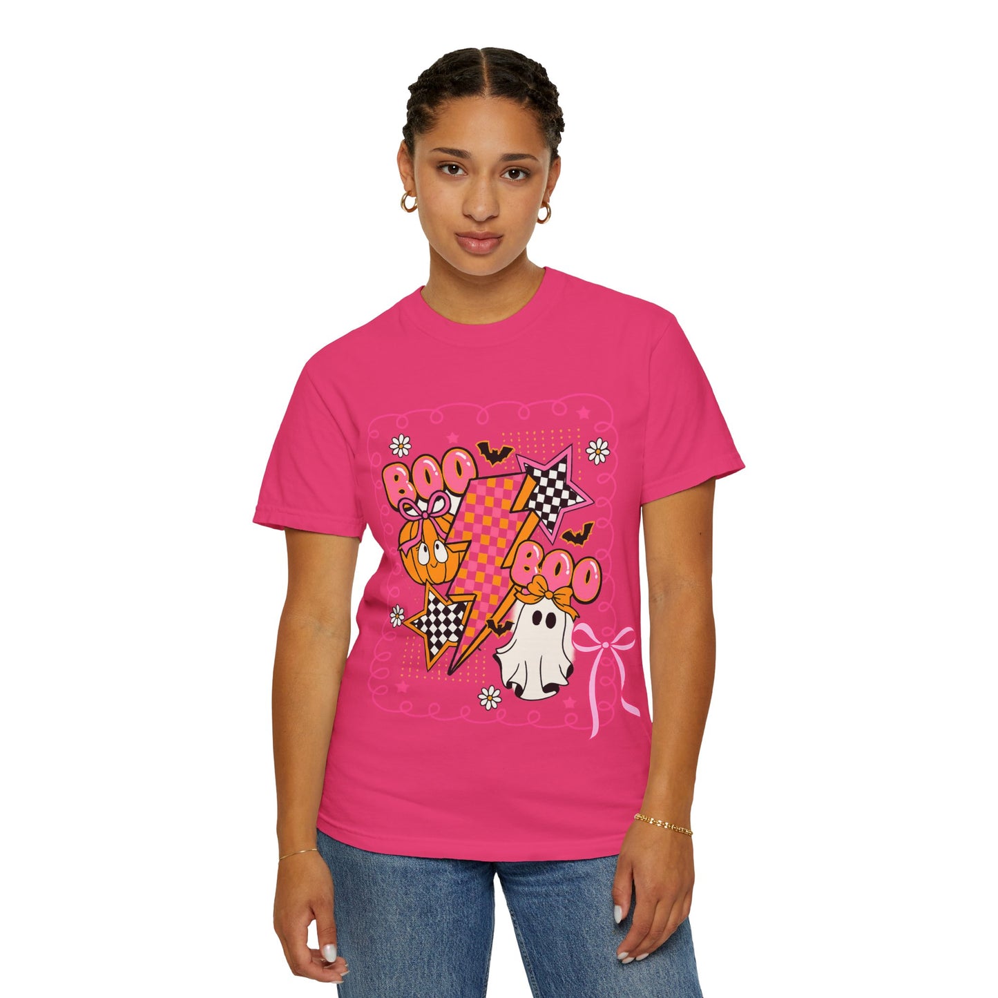 Retro Design Orange & Pink Unisex Halloween T-Shirt