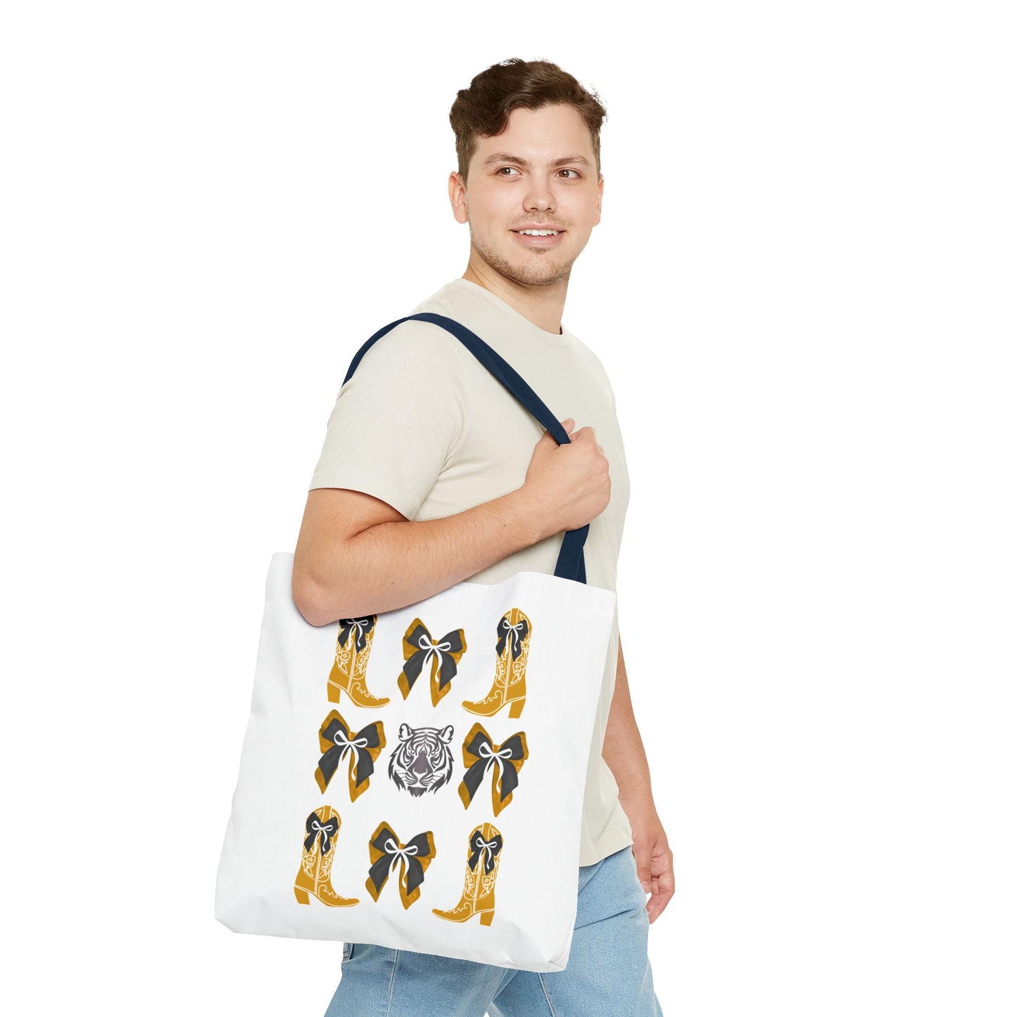 Mizzou tigers tote bag, missouri game day, Stylish Tote Bag with Boots and Tiger Design, missouri fan gift, missouri tigers alumni, graduation gift, mo tigers