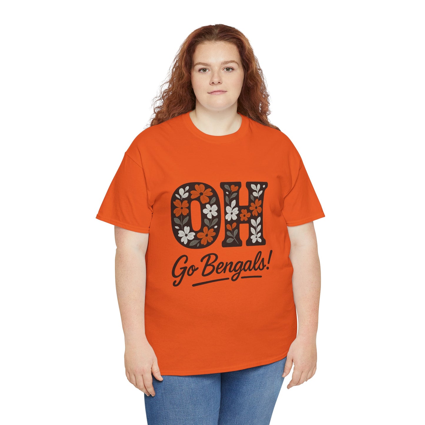 Bengals Floral Tee - Unisex Heavy Cotton