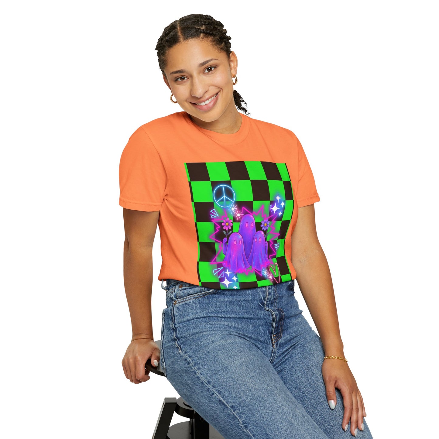 Vibrant Ghost Graphic Tee, Unisex T-shirt, Retro Vibe Shirt, Perfect for Halloween, Party Wear, Casual Style, Unique Gift