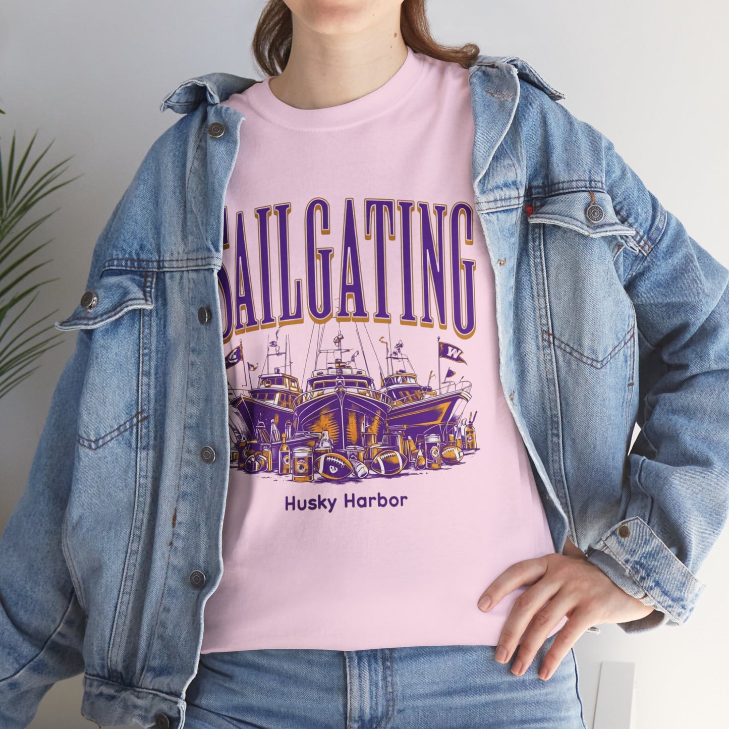Sailgating Tee - Washington Huskies Unisex Heavy Cotton Shirt