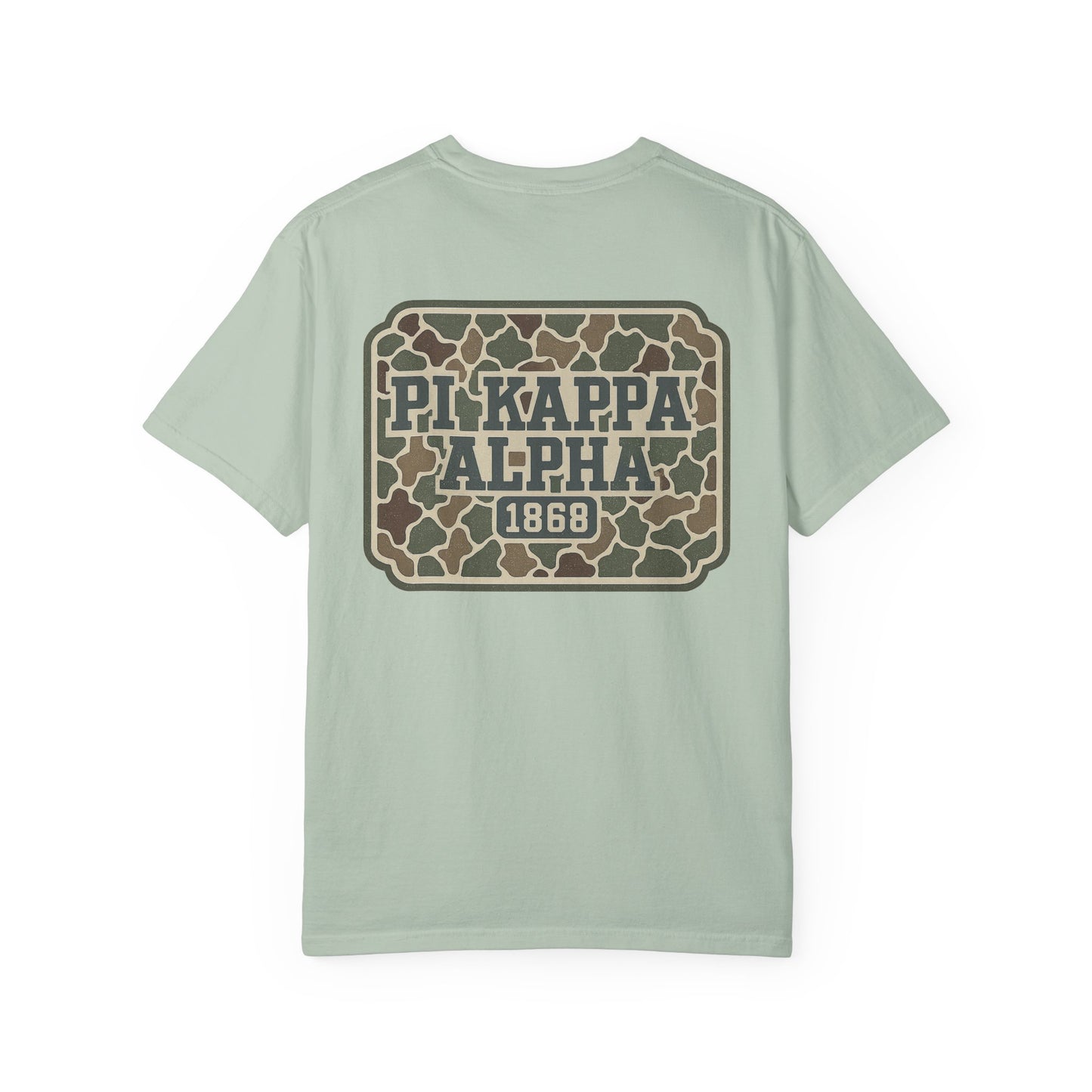PiKappaAlpha Camouflage T-Shirt | Unisex Garment-Dyed Tee | Casual Wear, Greek Life Apparel, College Gifts, Brotherhood Shirt, Event [...]