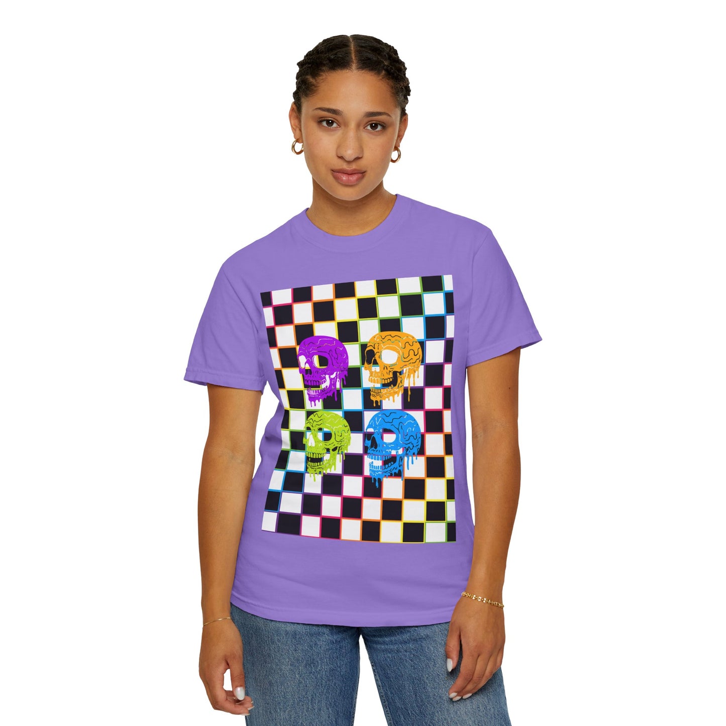 Vibrant Skull Graphic T-Shirt, Unisex Tee, Halloween Outfit, Alternative Fashion, Festival Wear, Casual Street Style