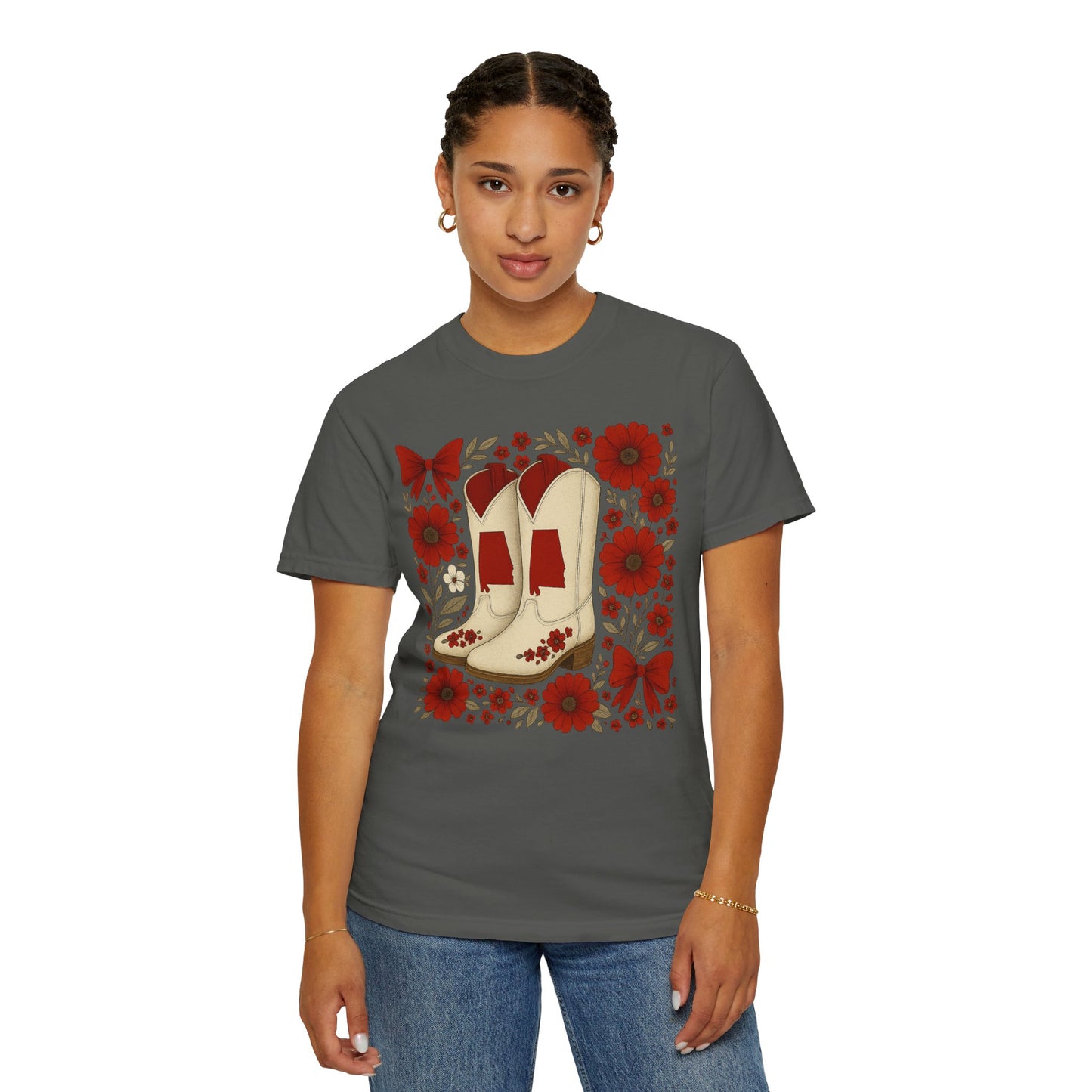 Vintage Cowboy Boots Floral Unisex T-shirt - Alabama Fan, Bama Game Day