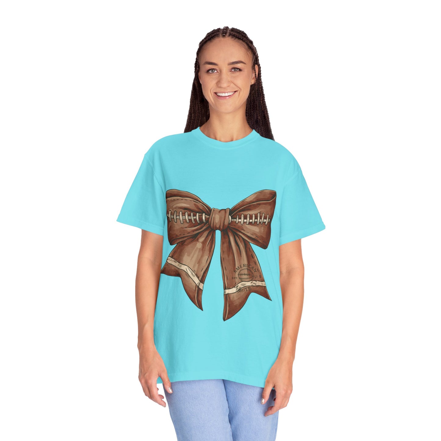 Football Bow T-Shirt: Unisex Casual Wear for Game Day Apparel