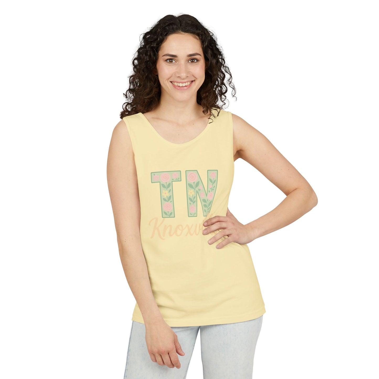 Tennessee Floral Tank Top, Unisex Sleeveless Shirt, Summer Tee, Casual Wear, Gift for Her, Comfort Colors, Graduation Gift, Rocky Top