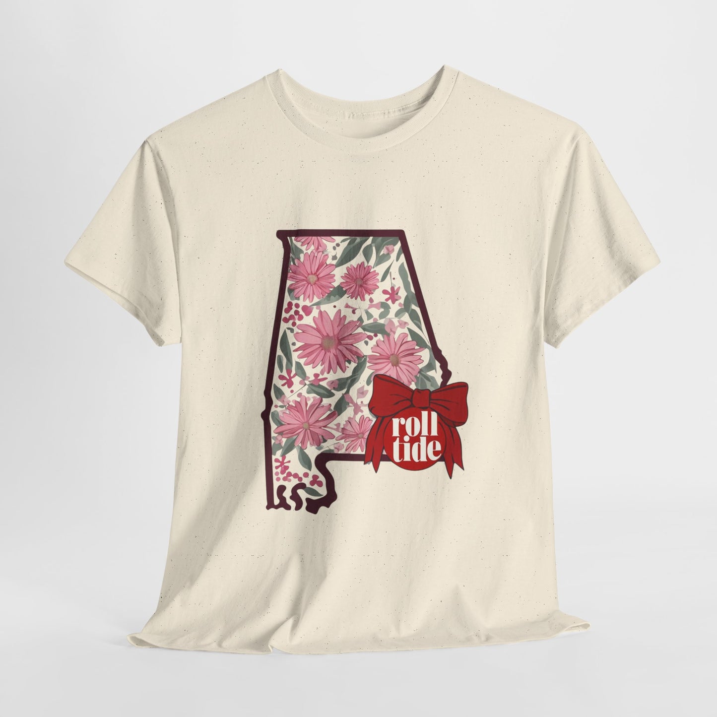 Floral Alabama Tee - Roll Tide Unisex Heavy Cotton T-Shirt, Casual Wear, Game Day Outfit, College Apparel, Southern Pride