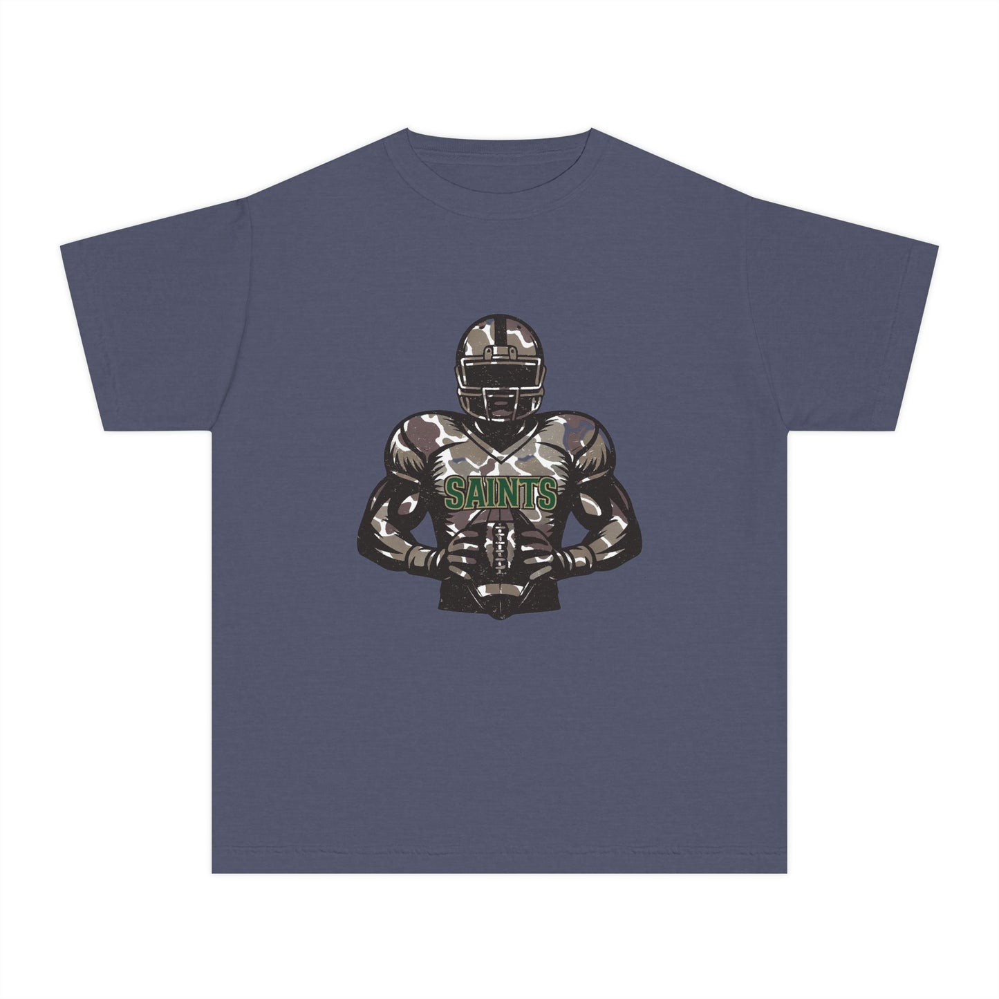 Youth Football Tee - Camouflage Print, Casual Sportswear, Game Day Apparel