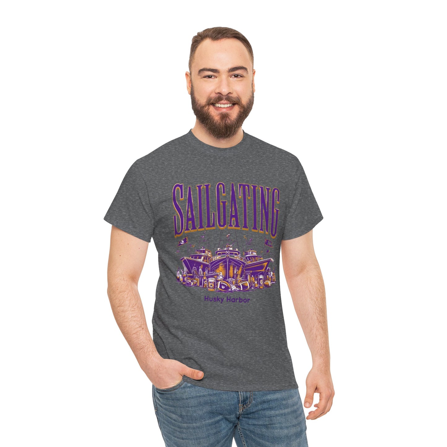 Sailgating Tee - Washington Huskies Unisex Heavy Cotton Shirt