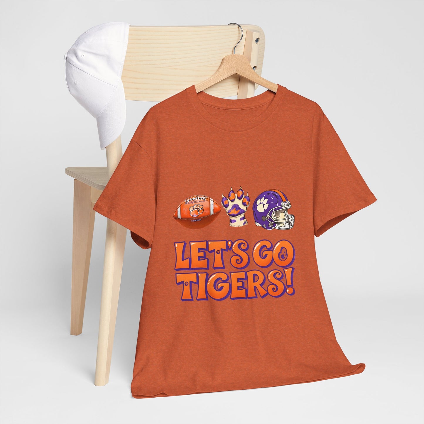 Unisex Heavy Cotton Tee - Let's Go Tigers! Sports Fan Tee, Game Day Shirt, Tailgate Apparel, Team Pride Top, College Football Gear
