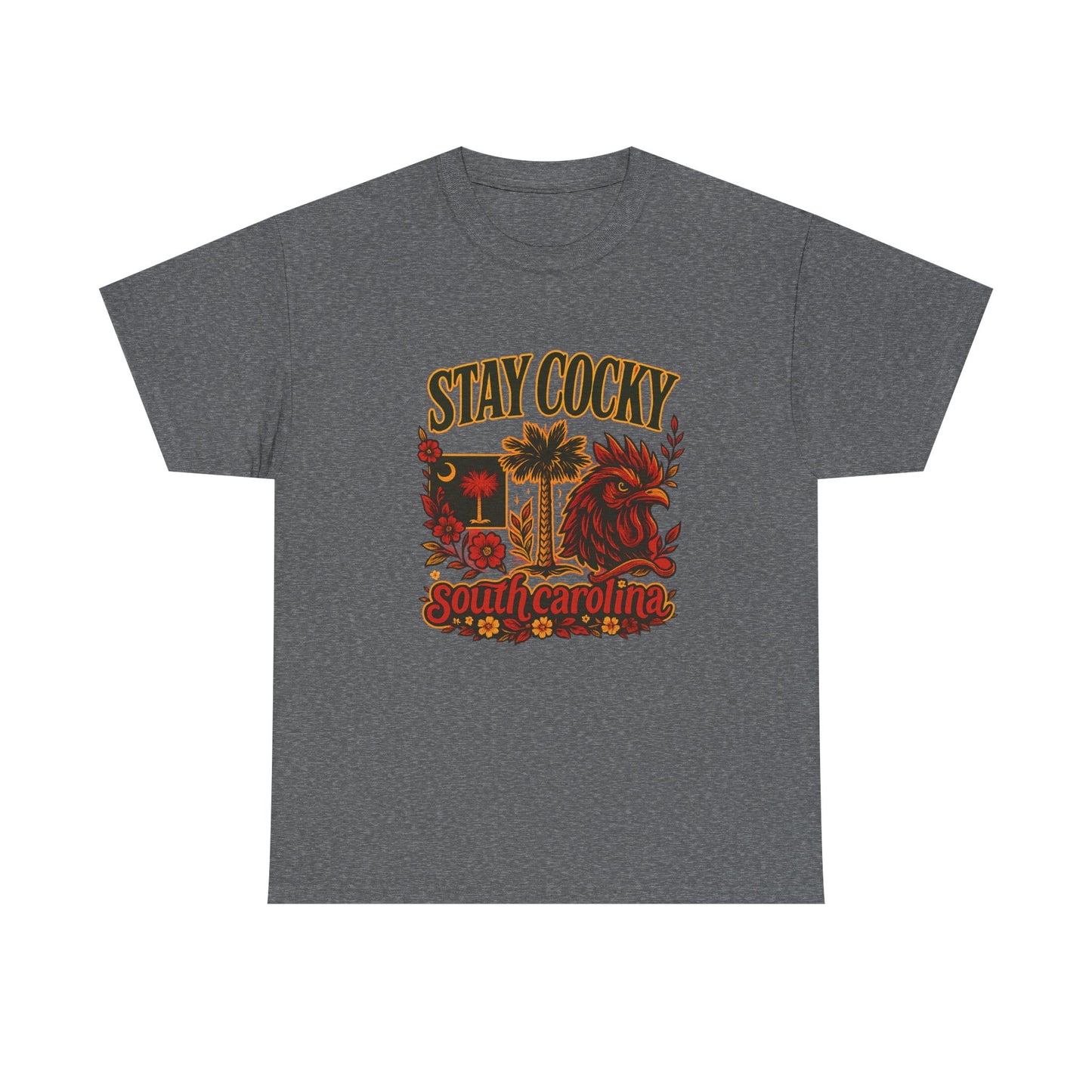 Stay Cocky Unisex Heavy Cotton Tee, Casual Graphic Tee, South Carolina Pride Shirt, Fun Vacation Wear, Perfect Gift for Gamecocks Fans