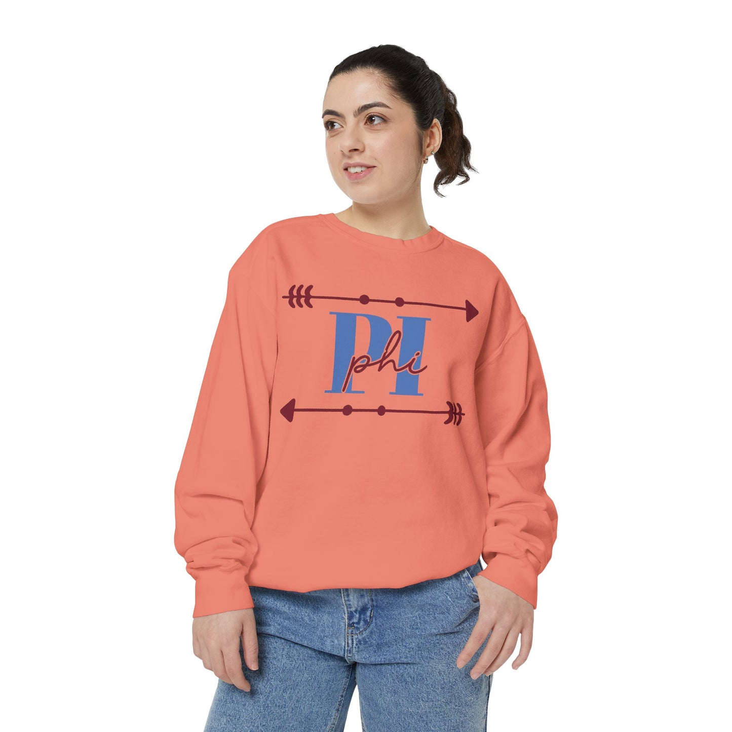 Phi Garment-Dyed Sweatshirt - Cozy Casual Unique Gift College Apparel Graduation Outfit