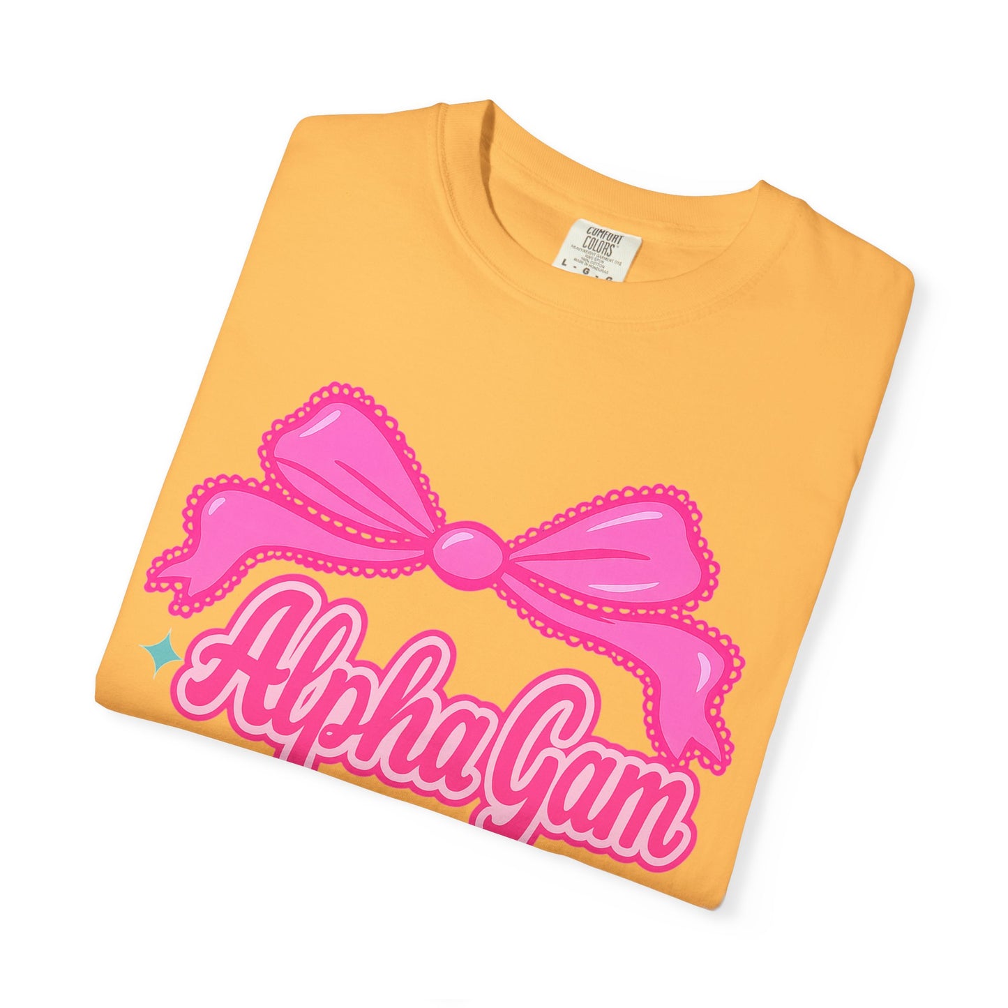 AlphaGam Bow T-Shirt | Unisex Garment-Dyed Tee for Sorority Sisters, College Apparel, Gifts for Greek Life, Casual Outfit, Sorority [...]