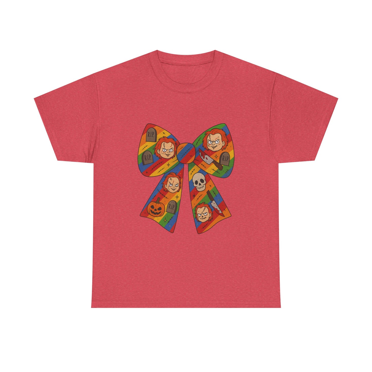 Colorful Halloween Bow Tee, Fun Costume T-Shirt, Halloween Party Shirt, Unisex Graphic Tee, Cozy Everyday Wear, Unique Gift Idea