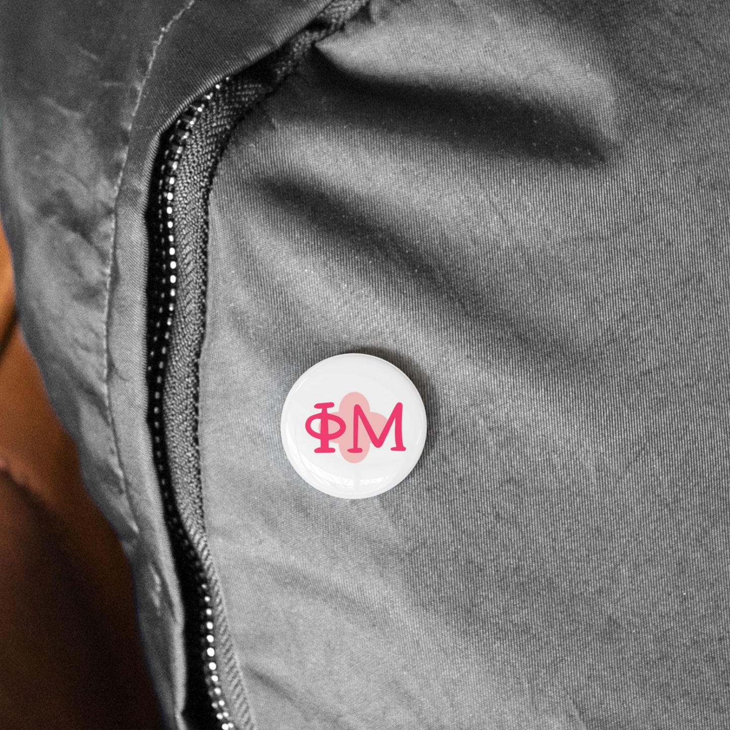 PhiMu Chic Round Pins, Custom Pin Badges, Trendy Buttons, Fun Accessory for Jackets, Gifts for Friends