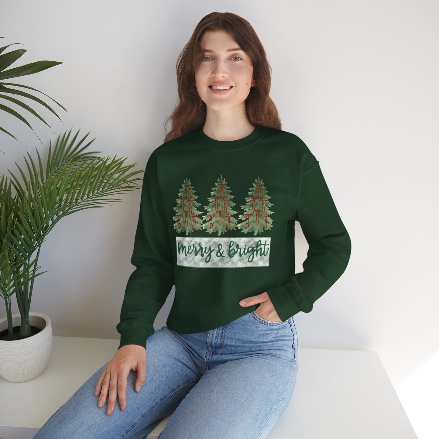 Merry & Bright Crewneck Sweatshirt | Cozy Holiday Gift, Unisex Apparel, Christmas Sweatshirt, Festive Fashion, Winter Wardrobe Essential