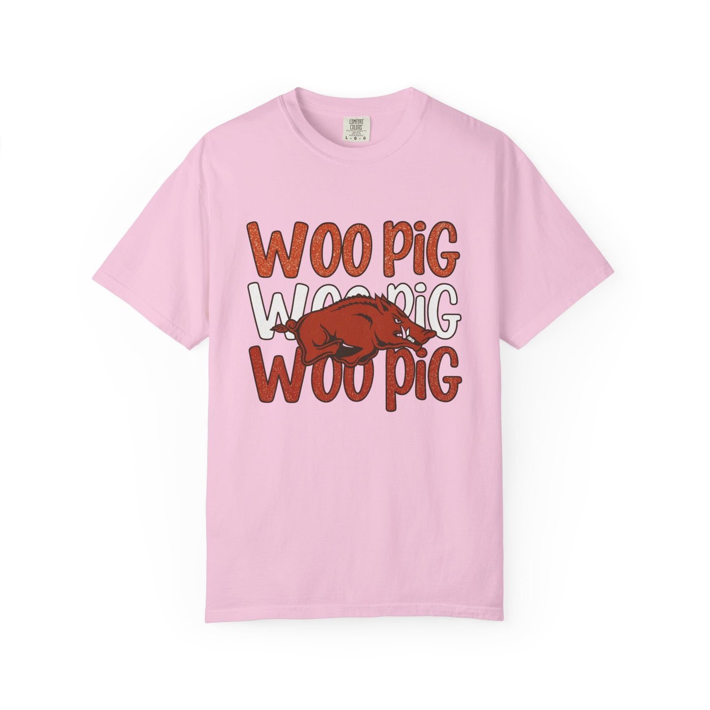 Woo Pig Garment-Dyed T-Shirt, Unisex Tee, Arkansas Pride Shirt, Casual Everyday Wear, College Game Day Tee, Fun Graphic Tee