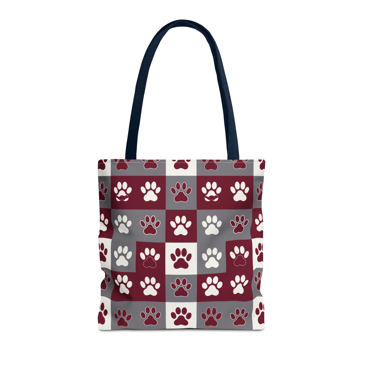 MS Bulldog Tote Bag - AOP, Paw Print Design, Reusable Shopping Bag, Mississippi Bulldog Fan, Animal Lover Accessory