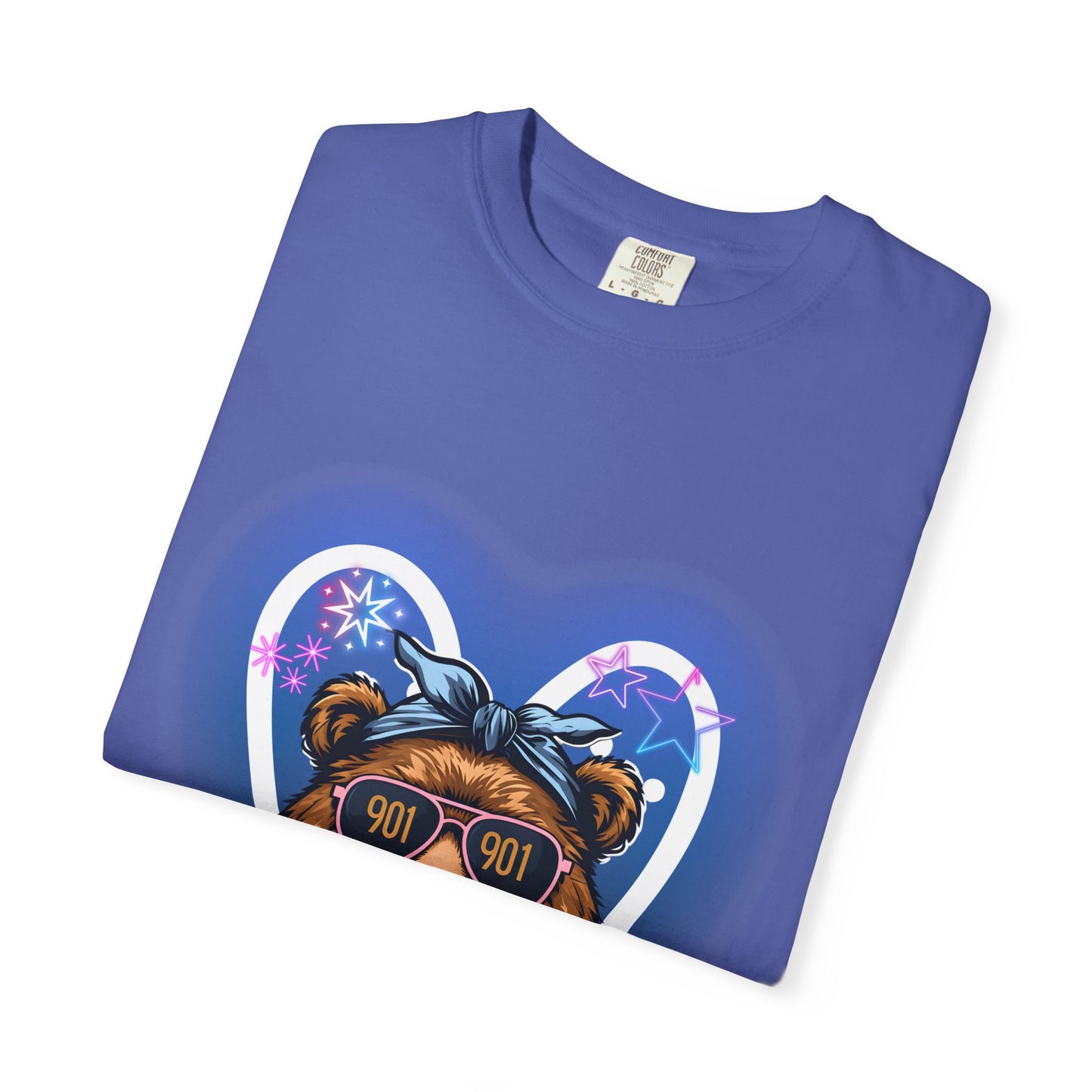 Neon Memphis Bear Graphic T-Shirt, Unisex Fashion Tee, Trendy Apparel, Memphis Grizz, 901 Memphis, Retro Design, Comfort Colors, Memphis Basketball Fan