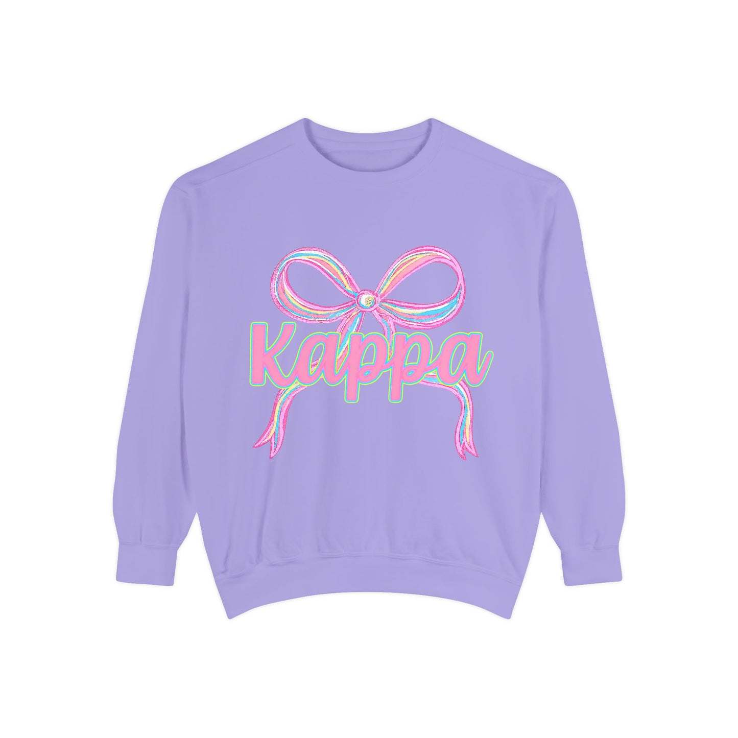 Kappa Bow Sweatshirt, Unisex Garment-Dyed Sweatshirt, Cozy Fashion, Fall Wardrobe, College Spirit, Gift Idea, Trendy Apparel
