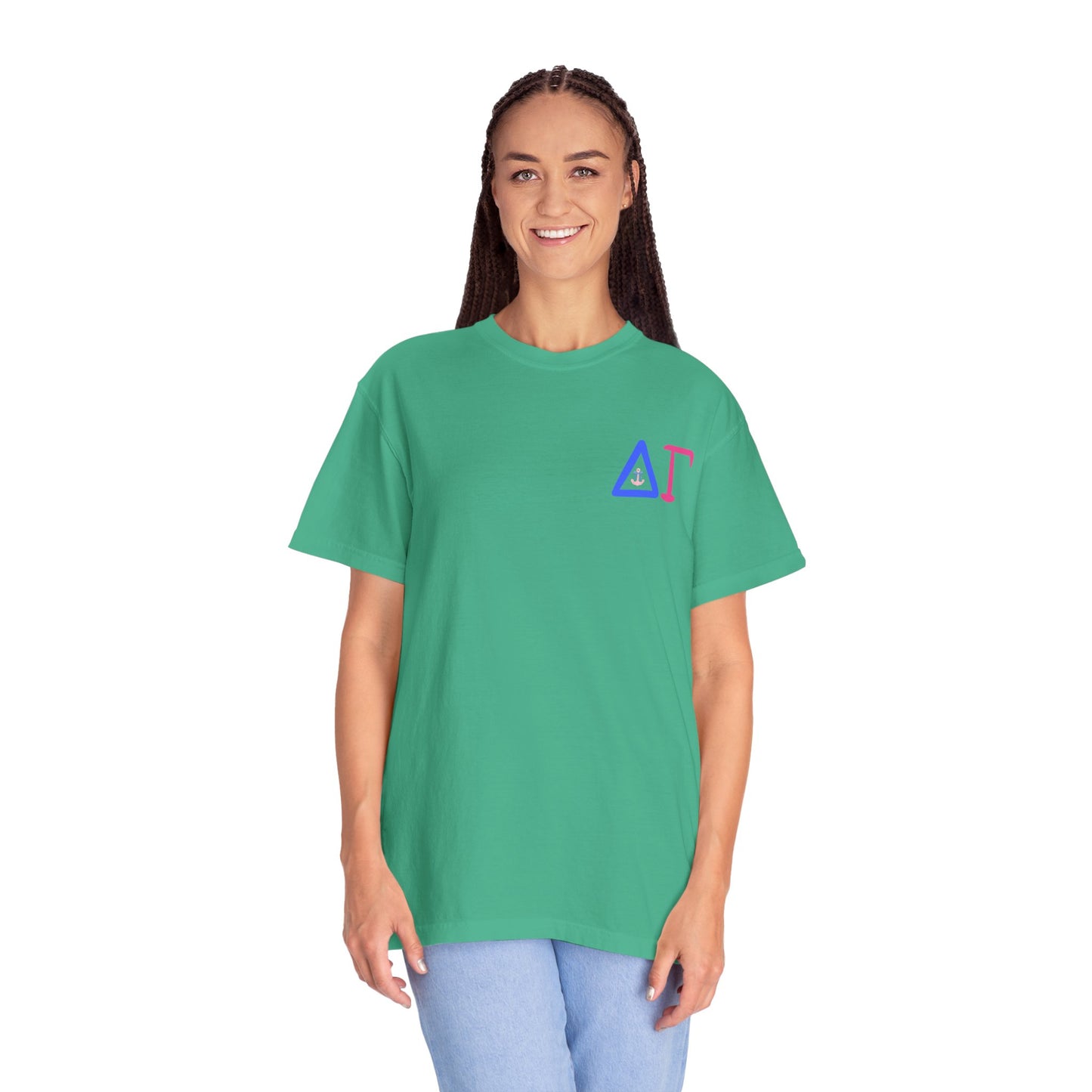 Delta Gamma Unisex Garment-Dyed T-Shirt, Sorority Pride Shirt, Nautical Design Tee, Perfect for Recruitment and Celebrations, Gift Idea