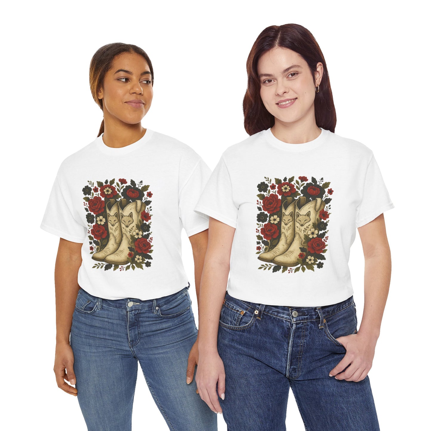 AR State Red Wolves Vintage Floral Cowboy Boots Tee