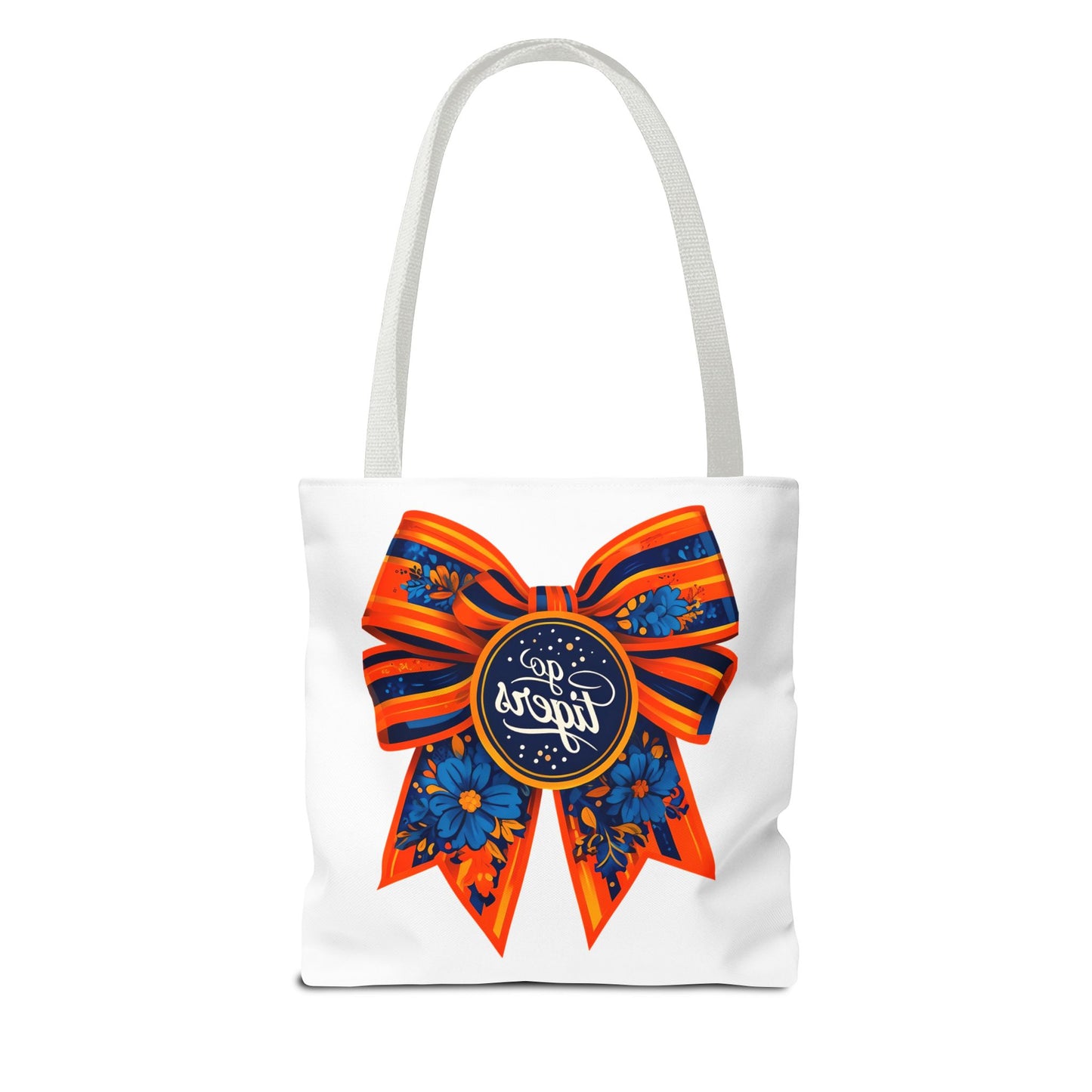 Cheerful Floral Tote Bag - Go Tigers, Sports Fan Gift, Custom Tote, Floral Design, Game Day Bag, Personalized Shopping Bag